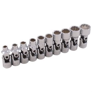 GRAY TOOLS 15410 - 10 PIECE 1 / 4" DRIVE, 12 POINT SAE STANDARD, UNIVERSAL JOINT SOCKET SET, 3 / 16" - 9 / 16"