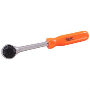 GRAY TOOLS 20872 - 3 / 8" DRIVE 72 TOOTH REVERSIBLE ROUND HEAD RATCHET, SCREWDRIVER HANDLE, 8-3 / 4" LONG