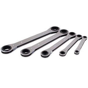 GRAY TOOLS 5000LR - 5 PIECE 6 & 12 POINT SAE, FLAT RATCHETING BOX WRENCH SET, 1 / 4" X 5 / 16" - 3 / 4" X 7 / 8"