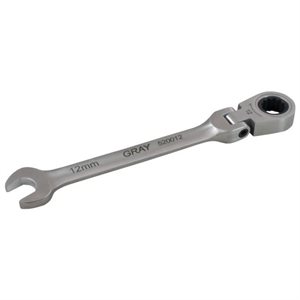 GRAY TOOLS 520014 - 14MM COMBINATION FLEX HEAD RATCHETING WRENCH, STAINLESS STEEL FINISH
