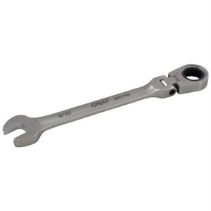 GRAY TOOLS 520111 - 5 / 16" COMBINATION FLEX HEAD RATCHETING WRENCH, STAINLESS STEEL FINISH