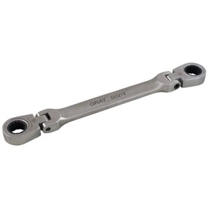 GRAY TOOLS 530809 - 8MM X 9MM DOUBLE BOX END, FLEX HEAD RATCHETING WRENCH, STAINLESS STEEL FINISH