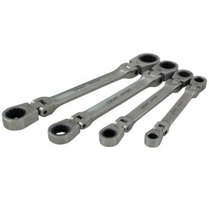 GRAY TOOLS 59804A - 4 PIECE SAE, DOUBLE BOX FLEX HEAD, RATCHETING WRENCH SET, 5 / 16" X 3 / 8" - 11 / 16" X 3 / 4"