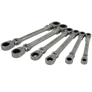 GRAY TOOLS 59806A - 6 PIECE METRIC, DOUBLE BOX FLEX HEAD, RATCHETING WRENCH SET, 8X9MM - 17X19MM
