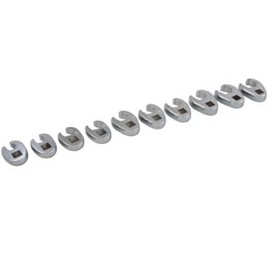 GRAY TOOLS 63910 - 10 PIECE 3 / 8" DRIVE METRIC, MIRROR CHROME FLARE NUT, CROW FOOT WRENCH SET, 10MM - 19MM