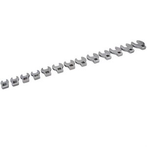 GRAY TOOLS 64913 - 13 PIECE 3 / 8" DRIVE METRIC, MIRROR CHROME OPEN END, CROW FOOT WRENCH SET, 10MM - 24MM