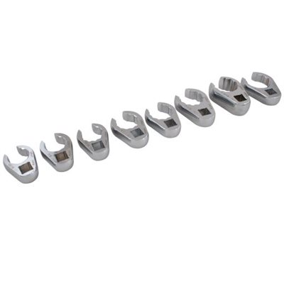 GRAY TOOLS 65908 - 8 PIECE 1 / 2" DRIVE SAE, MIRROR CHROME FLARE NUT, CROW FOOT WRENCH SET, 13 / 16" - 1-1 / 4"