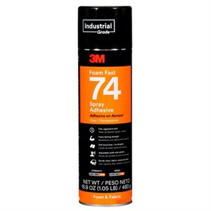 3M 7000121435 – ADHÉSIF EN AÉROSOL À PRISE RAPIDE POUR MOUSSES 74, TRANSPARENT, CAN. DE 24 OZ LIQ (POIDS NET 16,9 OZ), 12 / CAISSE