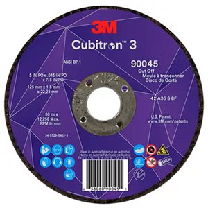 3M™ CUBITRON™ 3 CUT-OFF WHEEL, 90045, 36+, T27, 5 IN X 0.045 IN X 7 / 8 IN (125 X 1.6 X 22.23 MM), ANSI, 25 / PACK, 50 EA / CASE