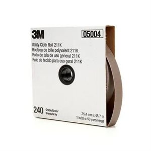 3M 7000118346 – UTILITY CLOTH ROLL, 211K, GRADE 240, 1 IN X 150 FT (25.4 MM X 45.72 M)