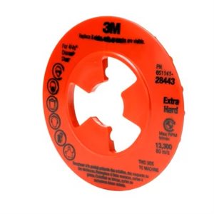 3M 7000045279 – DISC PAD FACE PLATE RIBBED, 28443, RED, 4 1 / 2 IN (114.3 MM), EXTRA HARD