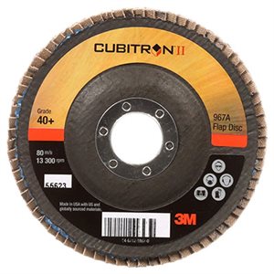 3M 7000148187 – CUBITRON™ II FLAP DISC, 967A, T29, 40+, Y-WEIGHT, 4-1 / 2 IN X 7 / 8 IN