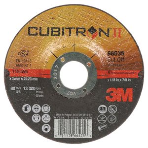 3M 7100231331 – CUBITRON™ II CUT-OFF WHEEL, 66535, T27, BLACK, 4 1 / 2 IN X 1 / 8 IN X 7 / 8 IN (11.43 CM X 3.18 MM)