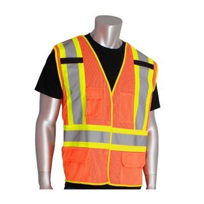 PIP 302-0211-OR-4X - ANSI TYPE R CLASS 2 TWO-TONE MESH SAFETY VEST 4X-LARGE